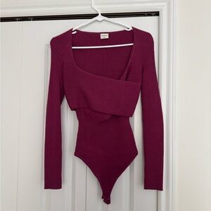 Abercrombie & Fitch Ribbed Plum Bodysuit